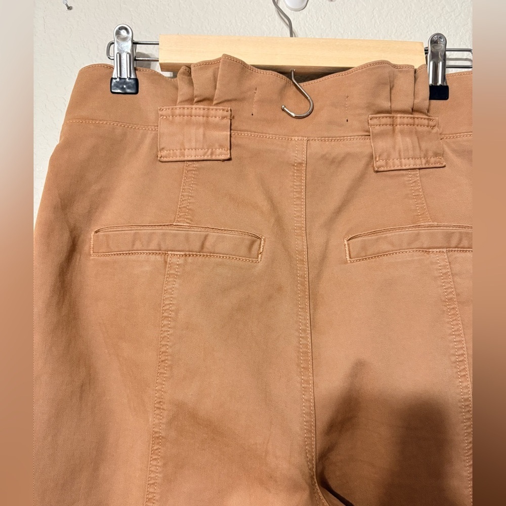 Veronica Beard Camel Color Straight Leg Jeans w Pleats Detail at Waist High Rise - Picture 8 of 16